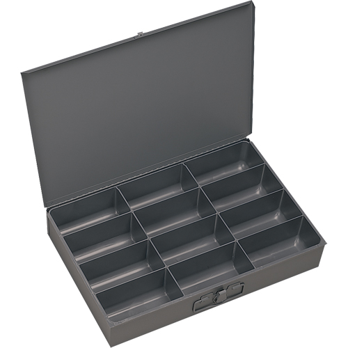 Durham Manufacturing 211-95 Compartment Scoop Boxes, Steel, 12 Slots, 13 3/8" W x 9-1/4" D x 2" H, Grey