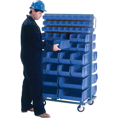 KLETON CB089 Double-Sided Mobile Bin Rack, Double-sided, 96 bins, 36" W x 24" D x 63" H