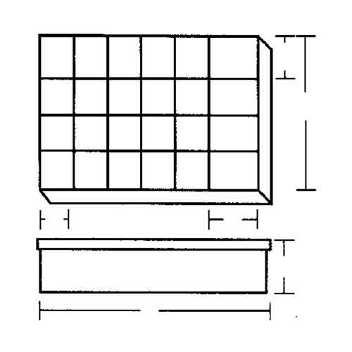Flambeau 1024-2 Compartment Case, Plastic, 24 Slots, 18-1/2" W x 13" D x 3" H, Grey