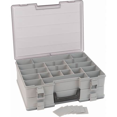 Flambeau 748-2 Boîte &agrave; compartiments, Plastique, 48 compartiments, 15-1/2" la x 11-3/4" p, 5" h, Gris