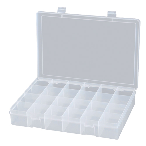 Durham Manufacturing LP24-CLEAR Compact Polypropylene Compartment Cases, 13-1/8" W x 9" D x 2-5/16" H, 24 Compartments