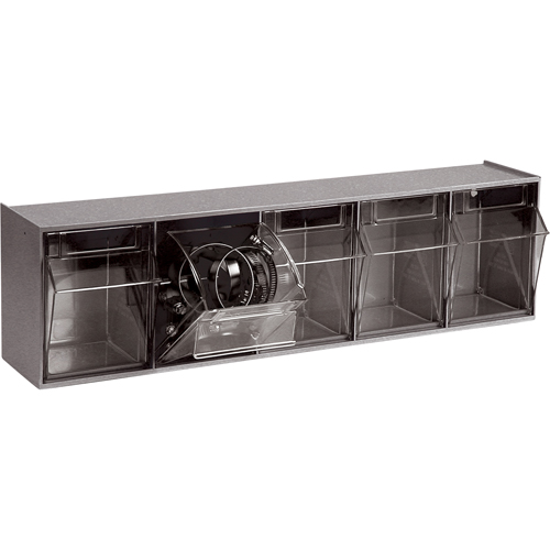 Quantum Storage System QTB305GY Tip-Out Bins Modular Storage System, 23-5/8" W x 5-1/4" D x 6-1/2" H, 5 Drawers