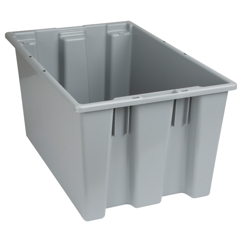 QUANTUM STORAGE SYSTEM Stack & Nest Totes, 12" x 23.5" x 15.5", Grey