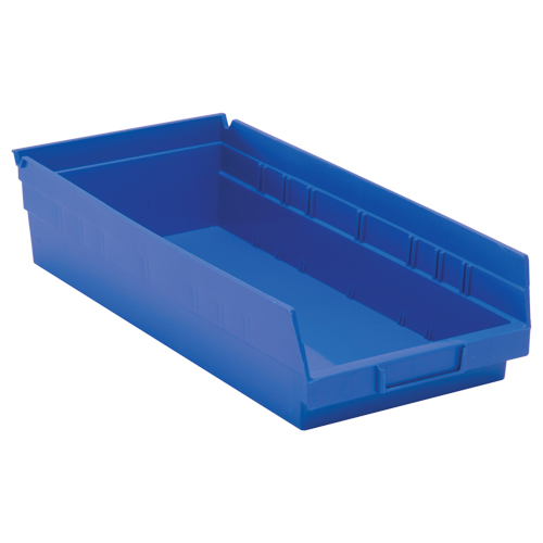Quantum Storage System QSB108BL Shelf Bins, 8-3/8" W x 4" H x 17-7/8" D, Blue, 40 lbs. Capacity