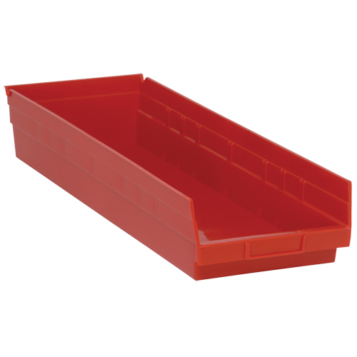 Quantum Storage System QSB114RD Bacs de rangement pour tablettes, 8-3/8" la x 4" H x 23-5/8" p, Rouge, Capacit&eacute; 50 lb