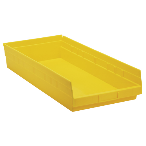 Quantum Storage System QSB116YL Shelf Bins, 11-1/8" W x 4" H x 23-5/8" D, Yellow, 50 lbs. Capacity