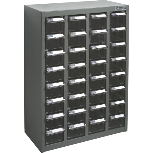 KLETON CC453 KPC-500 Parts Cabinet, Galvanized Steel, 32 Drawers, 18-1/10" x 8-7/10" x 25-3/5", Grey