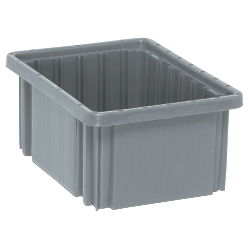 Quantum Storage System DG91050GY Divider Box&reg; Containers, Plastic, 10.9" W x 8.3" D x 5" H, Grey
