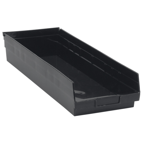 Quantum Storage System QSB114BK Economy Shelf Bin, 8-3/8" W x 4" H x 23-5/8" D, Black, 60 lbs. Capacity
