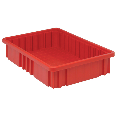 Quantum Storage System DG92035RD Divider Box&reg; Containers, Plastic, 16.5" W x 10.9" D x 3.5" H, Red