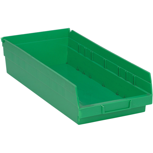 Quantum Storage System QSB108GN Shelf Bins, 8-1/8" W x 4" H x 17-7/8" D, Green, 40 lbs. Capacity