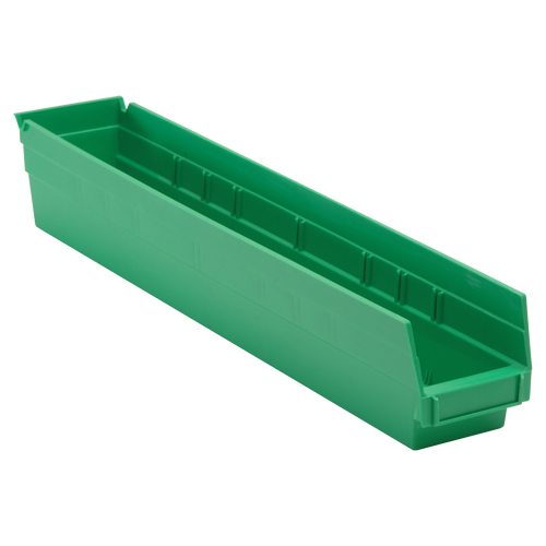 Quantum Storage System QSB105GN Economy Shelf Bin, 4-1/8" W x 4" H x 23-5/8" D, Green