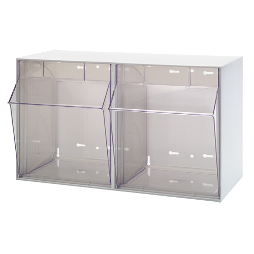 Quantum Storage System QTB302WT Clear Tip Out Bins, 23-5/8" W x 11-3/4" D x 13-7/8" H, 2 Drawers