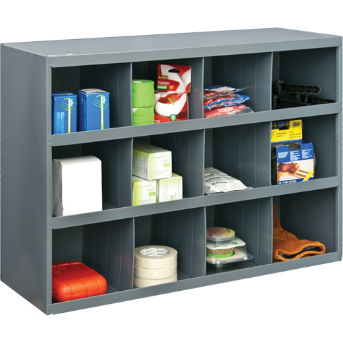 Durham Manufacturing 330-95 Storage Bin Cabinets, Steel, 12 Drawers, 33-3/4" x 12" x 23-7/8", Grey