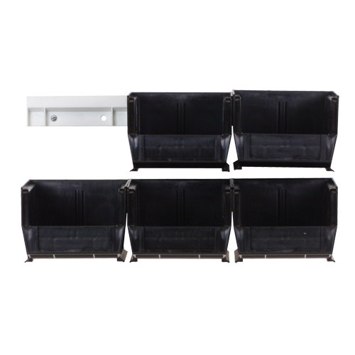 Quantum Storage System HNS210BK Hang-n-Stack Bin Complete Package, 4-1/8" W x 3" H x 5-3/8" D, Black