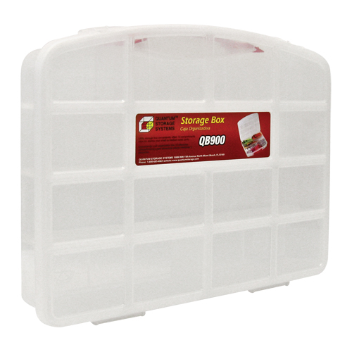 Quantum Storage System QB900 Clear Compartment Storage Box, 13" W x 10-1/4" D x 2-3/8" H, 10 Compartments