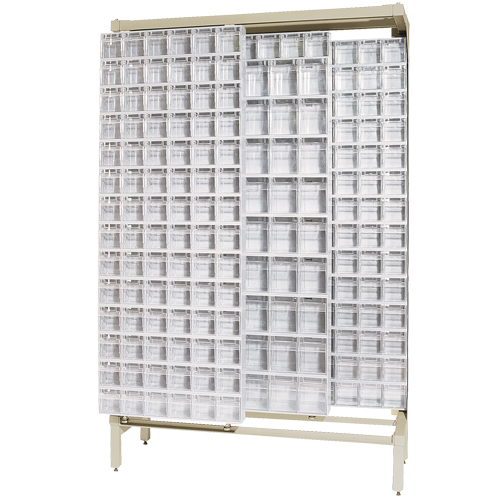 Quantum Storage System QS-305306-52WT Syst&egrave;me de stockage &agrave; glissi&egrave;re &agrave; bacs basculants autonome, 48" la x 18" p x 77" h, 303 tiroirs