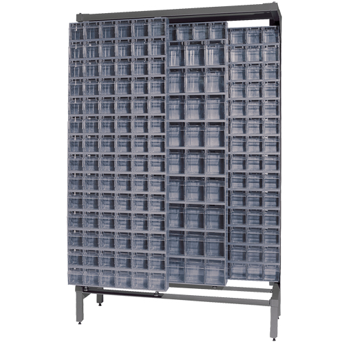 Quantum Storage System QS-305306-52GY Syst&egrave;me de stockage &agrave; glissi&egrave;re &agrave; bacs basculants autonome, 48" la x 18" p x 77" h, 303 tiroirs
