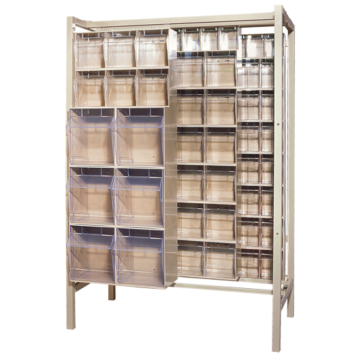 Quantum Storage System QS-BIG-101IV Free-Standing Tip-Out Bins Slider System, 51-1/4" W x 26" D x 77" H, 101 Drawers