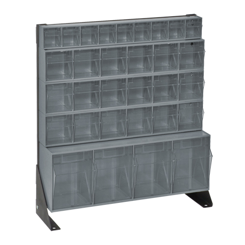 Quantum Storage System QFS124-31GY Tip-Out Bins Stand, 23-5/8" W x 8" D x 28" H, 31 Drawers