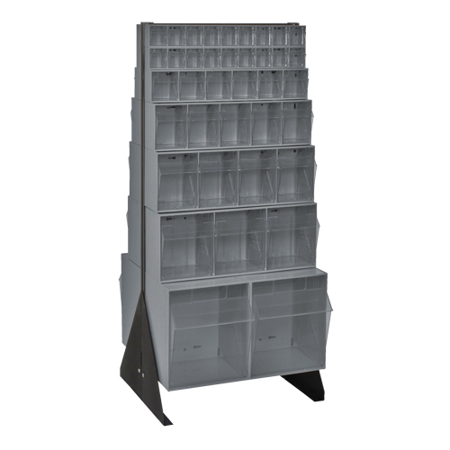 Quantum Storage System QFS248-76GY Tip-Out Bins Stand, 23-5/8" W x 16" D x 52" H, 76 Drawers