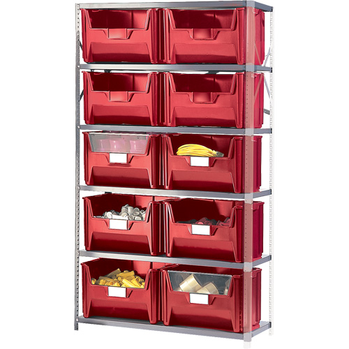  CF067 Shelving Unit with Stacking Bins, Steel, Boltless, 650 lbs. Capacity, 42" W x 76" H x 18" D