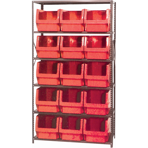  CF080 Shelving Unit with Stacking Bins, Steel, Boltless, 650 lbs. Capacity, 42" W x 76" H x 18" D
