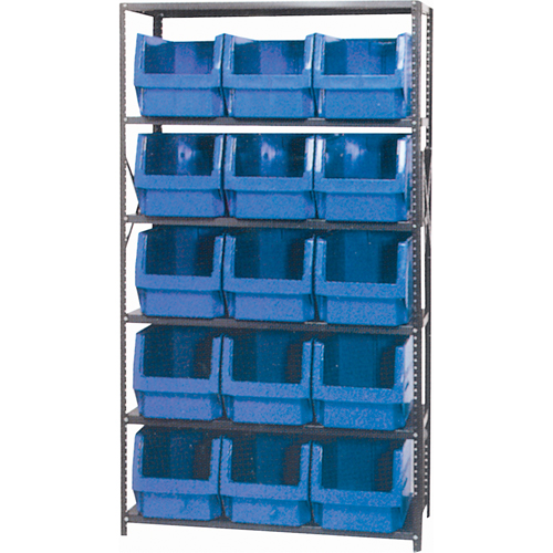 CF081 Shelving Unit with Stacking Bins, Steel, Boltless, Starter, 42" W x 76" H x 18" D