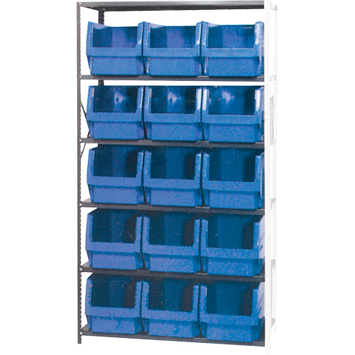  CF098 Shelving Unit with Stacking Bins, Steel, Boltless, Add-On, 42" W x 76" H x 18" D