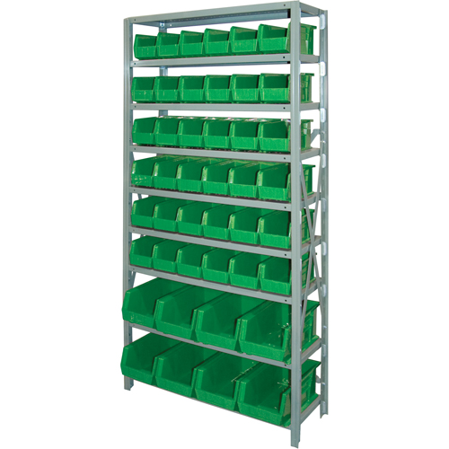  CF137 Storage Shelf Unit with Stacking Bins, Steel, Boltless, Starter, 36" W x 76" H x 12" D
