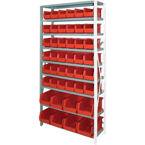  CF156 Storage Shelf Unit with Stacking Bins, Steel, Boltless, 800 lbs. Capacity, 36" W x 76" H x 12" D