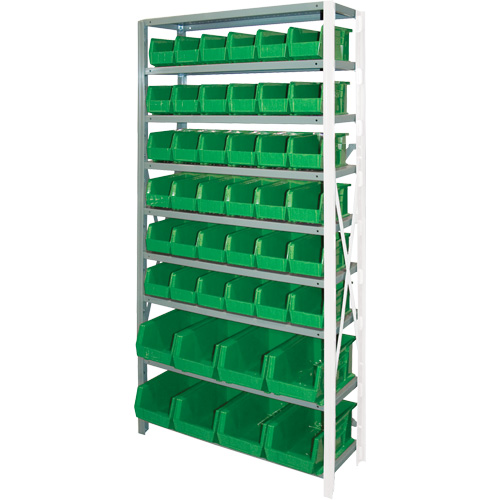  CF158 Storage Shelf Unit with Stacking Bins, Steel, Boltless, Add-On, 36" W x 76" H x 12" D