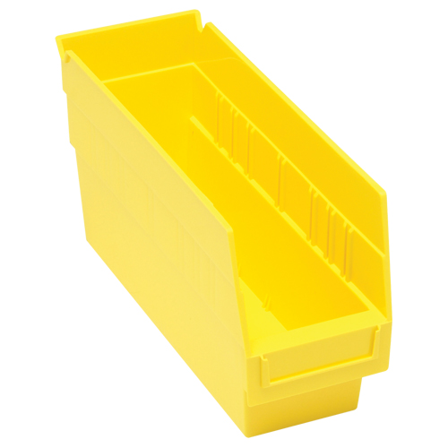 Quantum Storage System QSB201YL Store More Plastic Shelf Bins, 4-1/8" W x 6" H x 11-5/8" D, Yellow, 50 lbs. Capacity