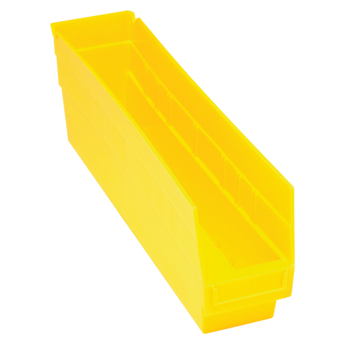 Quantum Storage System QSB203YL Store More Plastic Shelf Bins, 4-1/8" W x 6" H x 17-7/8" D, Yellow, 70 lbs. Capacity