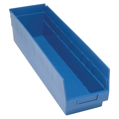 Quantum Storage System QSB206BL Store More Plastic Shelf Bins, 6-5/8" W x 6" H x 23-5/8" D, Blue, 90 lbs. Capacity