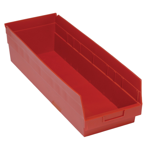Quantum Storage System QSB214RD Bacs en plastique pour &eacute;tag&egrave;res Store More, 8-3/8" la x 6" H x 23-5/8" p, Rouge, Capacit&eacute; 90 lb