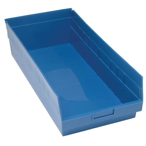 Quantum Storage System QSB216BL Bacs en plastique pour &eacute;tag&egrave;res Store More, 11-1/8" la x 6" H x 23-5/8" p, Bleu, Capacit&eacute; 90 lb