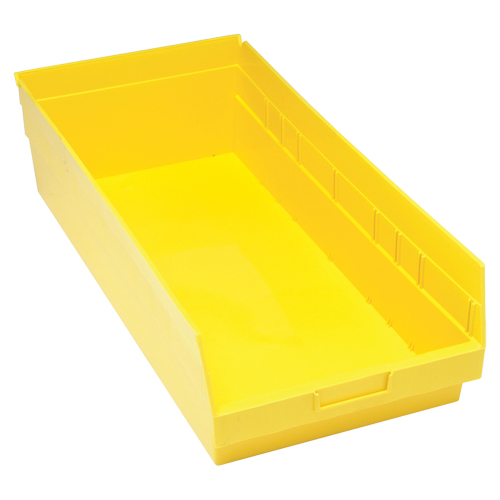 Quantum Storage System QSB216YL Store More Plastic Shelf Bins, 11-1/8" W x 6" H x 23-5/8" D, Yellow, 90 lbs. Capacity