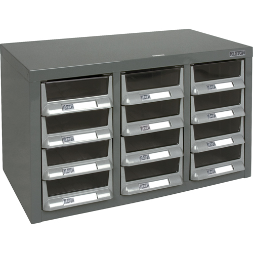 KLETON CF283 KPC-100 Parts Cabinet, Galvanized Steel, 12 Drawers, 23" x 11-2/5" x 13-4/5", Grey