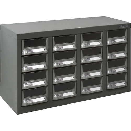 KLETON CF298 Casiers pour pi&egrave;ces KPC-400, Acier galvanis&eacute;, 16 tiroirs, 23-1/10" x 8-7/10" x 13-4/5", Gris