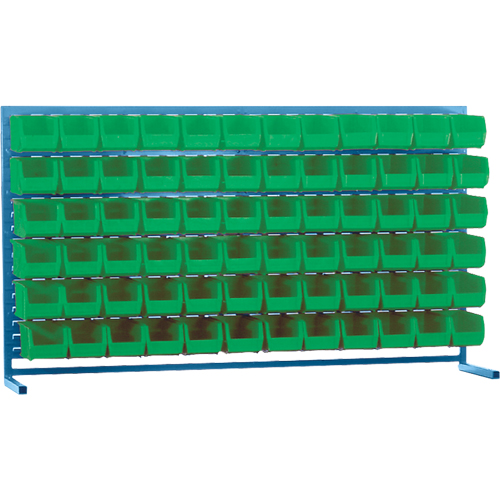 KLETON CF367 Louvered Rack with Bins, 72 Bins, 72" W x 15" D x 40" H