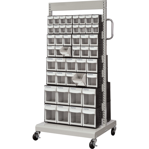 KLETON CF478 Mobile Tilt Bin Rack, Double-sided, 92 bins, 26-1/4" W x 22" D x 57-1/2" H