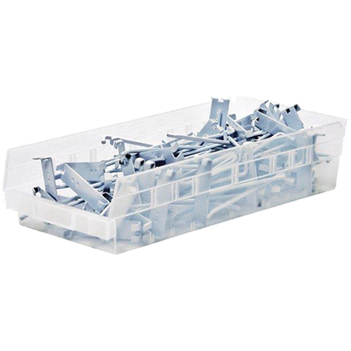 Quantum Storage System QSB106CL Shelf Bins, 6-5/8" W x 4" H x 23-5/8" D, Clear, 50 lbs. Capacity