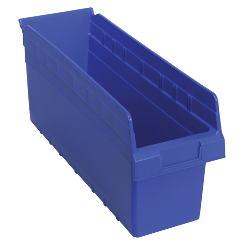 Quantum Storage System QSB804BL Store-Max Shelf Bins, 6-5/8" W x 8" H x 17-7/8" D, Blue, 56 lbs. Capacity