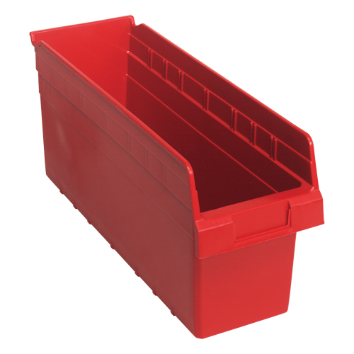 Quantum Storage System QSB804RD Store-Max Shelf Bins, 6-5/8" W x 8" H x 17-7/8" D, Red, 56 lbs. Capacity