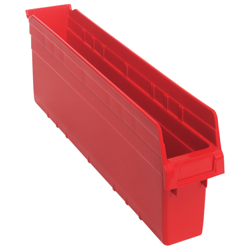 Quantum Storage System QSB805RD Store-Max Shelf Bins, 4-3/8" W x 8" H x 23-5/8" D, Red, 68 lbs. Capacity