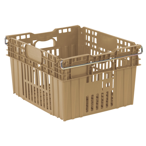 Orbis 5945532 Agricultural Plastic Stack-N-Nest Container, 20" x 24" x 13.4", Beige