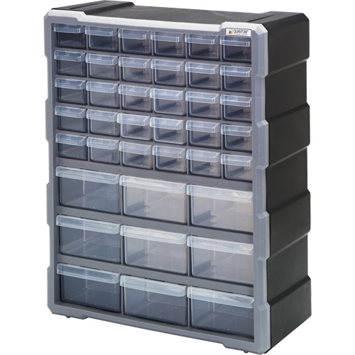 Quantum Storage System PDC-39BK Armoire &agrave; tiroir, Plastique, 39 tiroirs, 15" x 6-1/4" x 18-3/4", Noir
