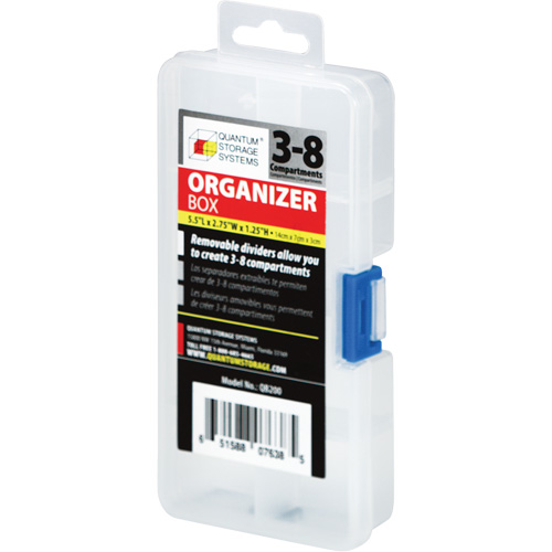 Quantum Storage System QB200 Plastic Compartment Box, 2.75" W x 5.5" D x 1.25" H, 8 Compartments