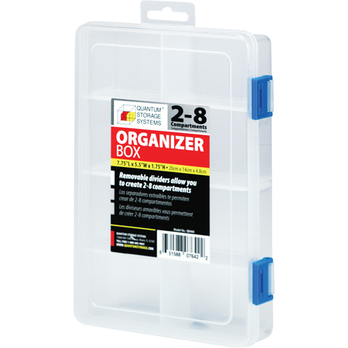 Quantum Storage System QB400 Boîte &agrave; compartiments en plastique, 5,5" la x 7,75" p x 1,75" h, 8 compartiments